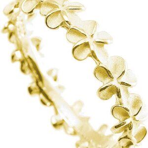 925 Sterling Silver Plumeria Eternity Wedding Band Ring - Size 7, Gift Boxed